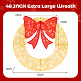 Pre-Lit Christmas Wreath with 200 LED Lights and Red Bow