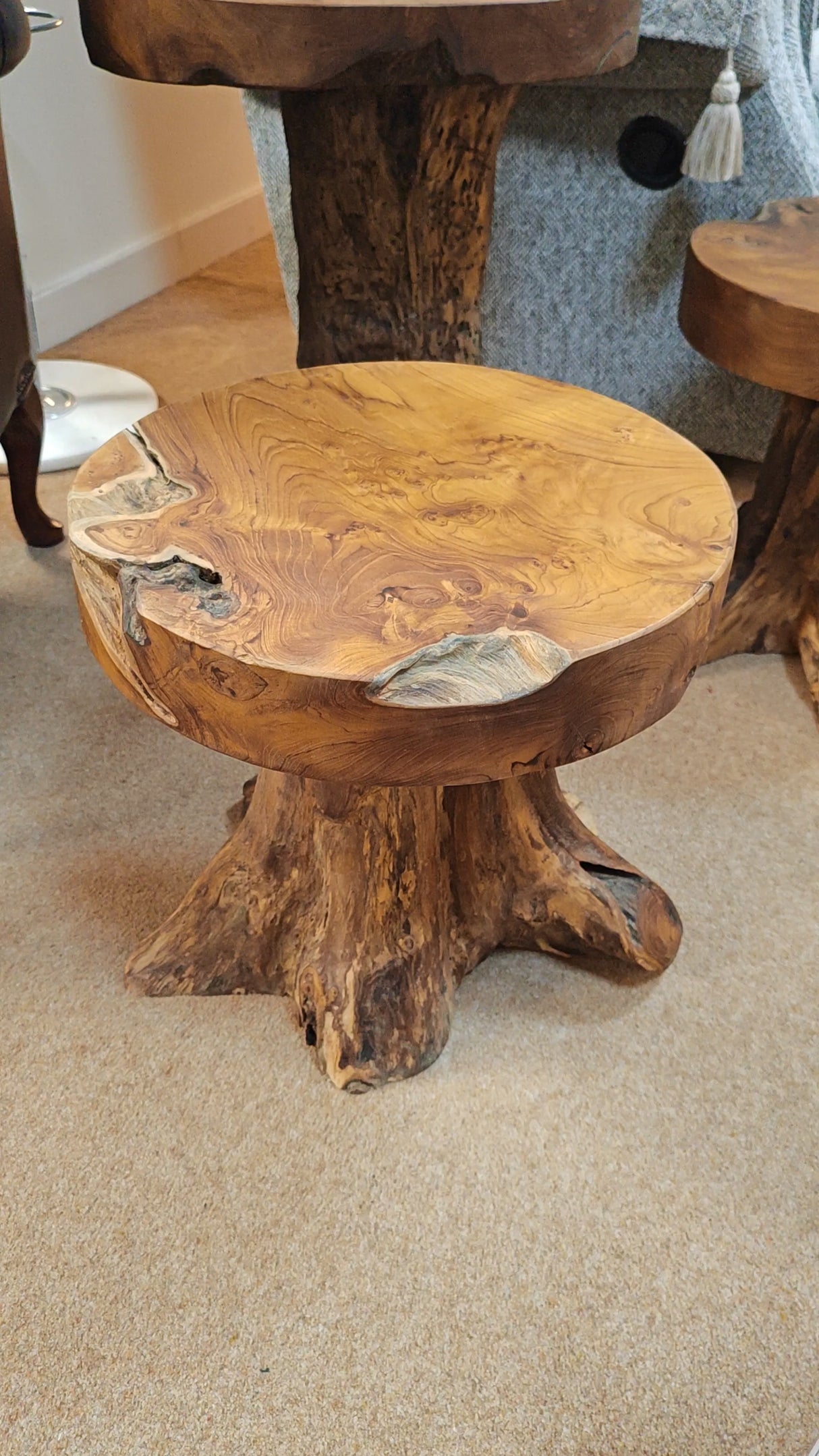 Teak Root Mushroom Stool or Lamp Table 40cm