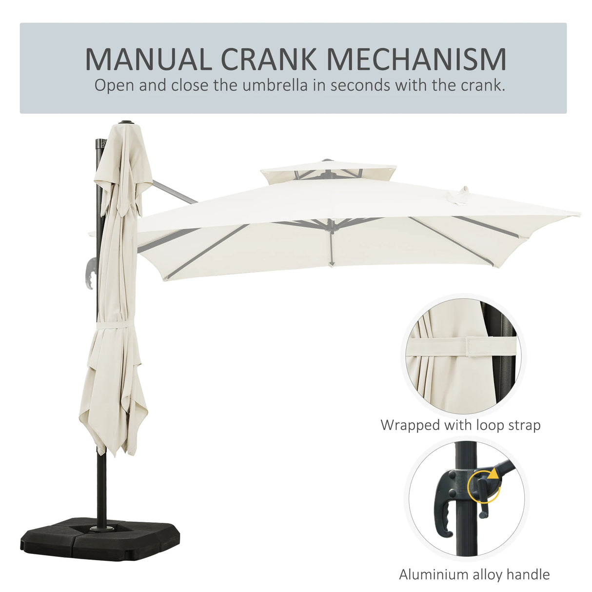 Outsunny Steel Frame Outdoor Roma Cantilever Umbrella