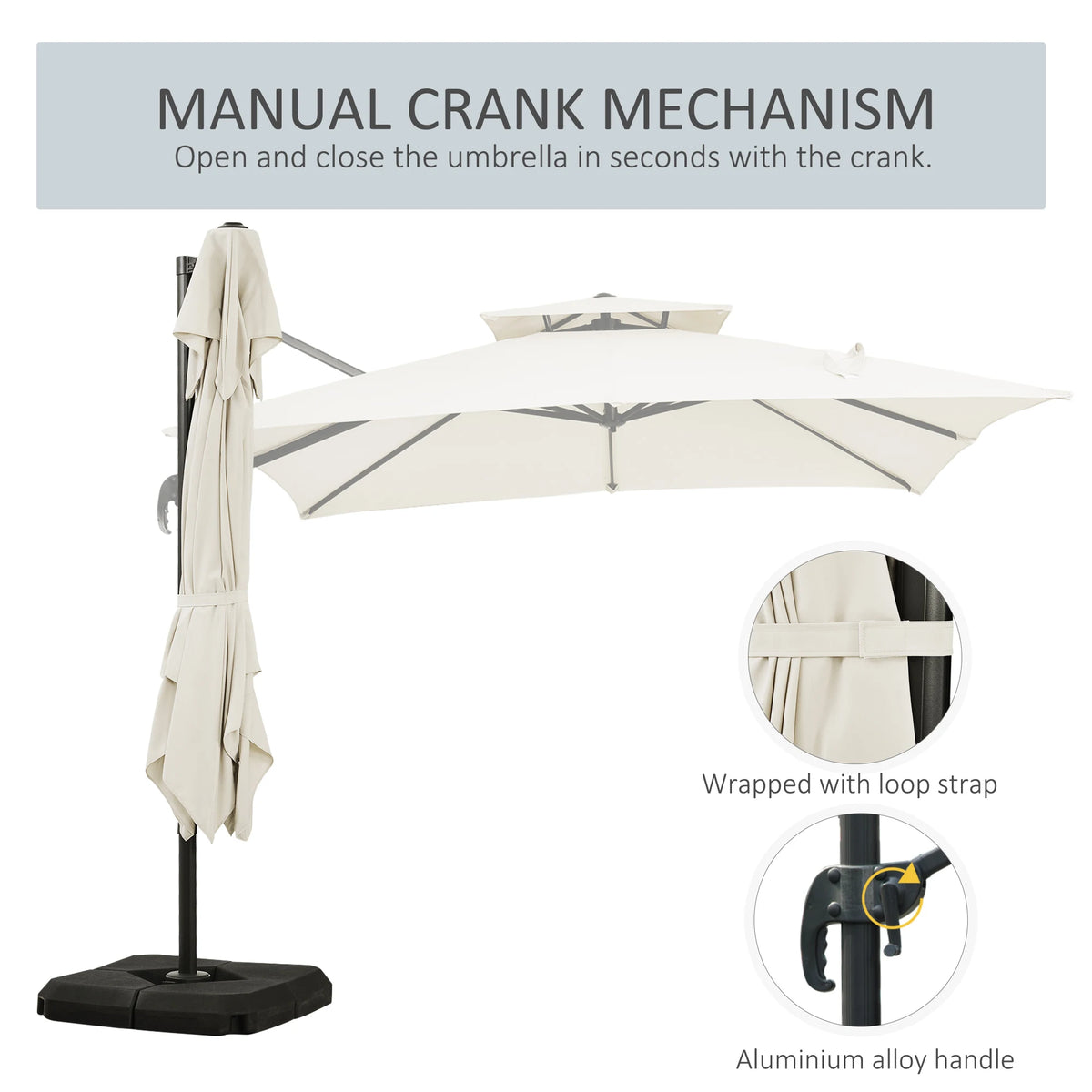 Outsunny Steel Frame Outdoor Roma Cantilever Umbrella