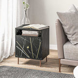 HOMCOM Elegant Bedside with Storage - Black/Gold Tone