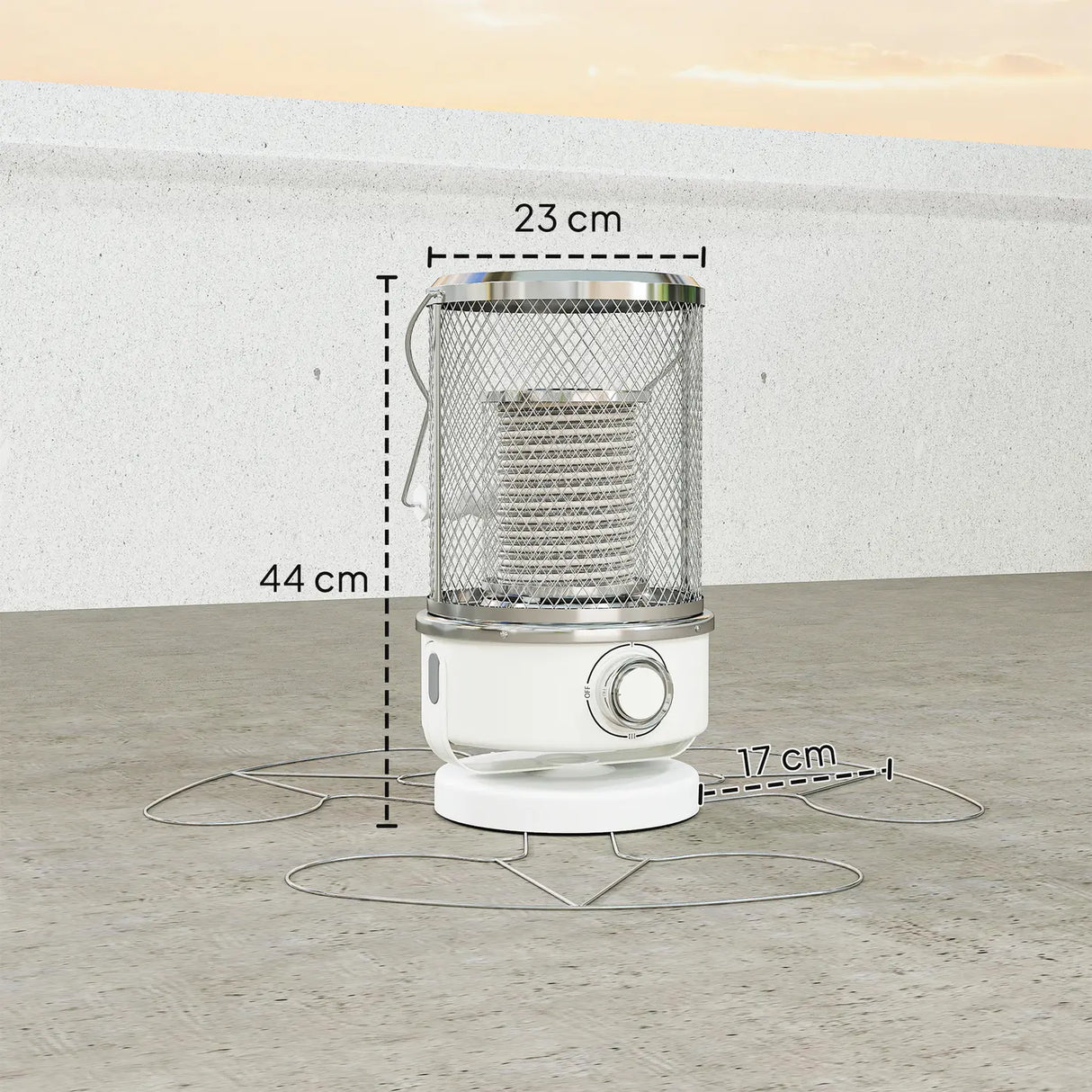 Outsunny 2000W Patio Electric Heater with 10-20m2 Coverage, Separation Coil, Freestanding Outdoor Infrared Heater with Tip-Over Protection, Overheat Protection, Handle for Indoor and Outdoor Use, White