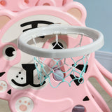 AIYAPLAY 3 in 1 Baby Slide for Indoor Use with Climber, Basketball Hoop, Basketball, for Ages 18-36 Months - Pink