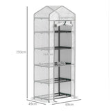 Outsunny 193cm Five Shelf Mini Greenhouse - White