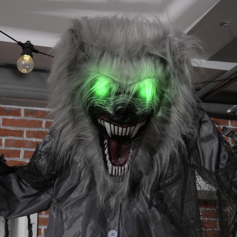 HOMCOM 6'8" Skeleton Werewolf Halloween Animatronic, with Glowing Eyes