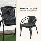 Outsunny 3 Pieces Rattan Bistro Set - Black