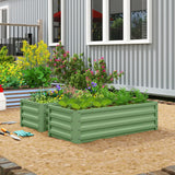 Outsunny Set of Two 110 x 50cm Steel Planter Boxes -  Light Green