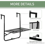 Outsunny Balcony Hanging Table, Metal Wall Mount Desk, Adjustable Folding Balcony Deck Table for Patio and Garden, Black