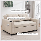 HOMCOM Two-Seater Pull-Out Sofa Bed - Beige
