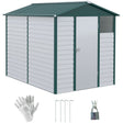 Outsunny 9x 6FT Metal Outdoor Garden Shed, Galvanised Tool Storage Shed w/ Sloped Roof, Lockable Door for Patio Lawn, Green