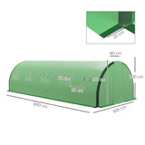 Outsunny Polyethylene Upgraded Structure Walk-in Polytunnel Greenhouse, 6 x 3(m), Green