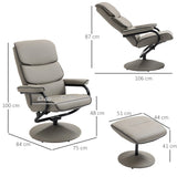 HOMCOM Recliner Chair with Ottoman 360 Swivel Faux Leather High Back Armchair w/ Footrest Stool for Home Office