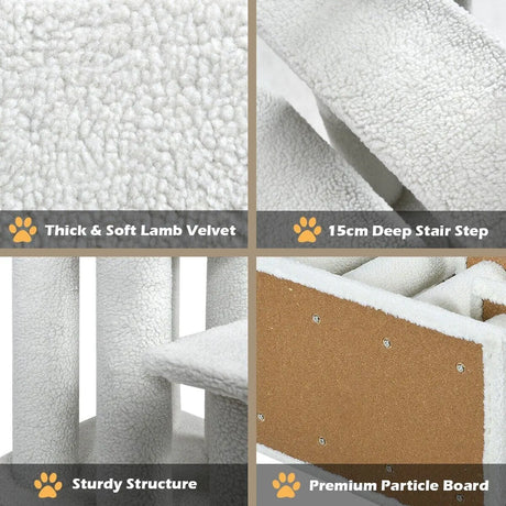4-Step Pet Stairs with Portable Design for Cats and Dogs-White