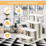 4-Step Pet Stairs with Portable Design for Cats and Dogs-White