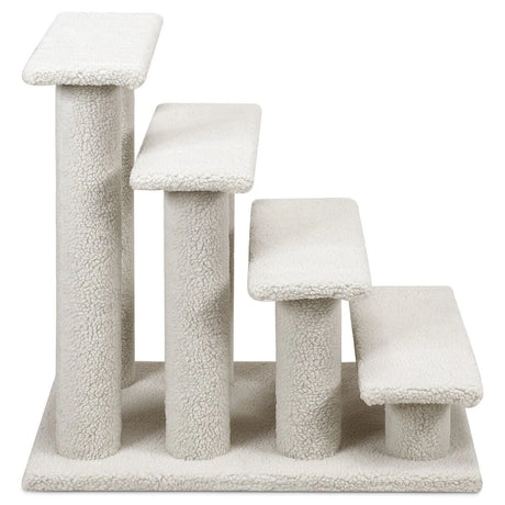 4-Step Pet Stairs with Portable Design for Cats and Dogs-White