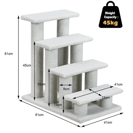 4-Step Pet Stairs with Portable Design for Cats and Dogs-White