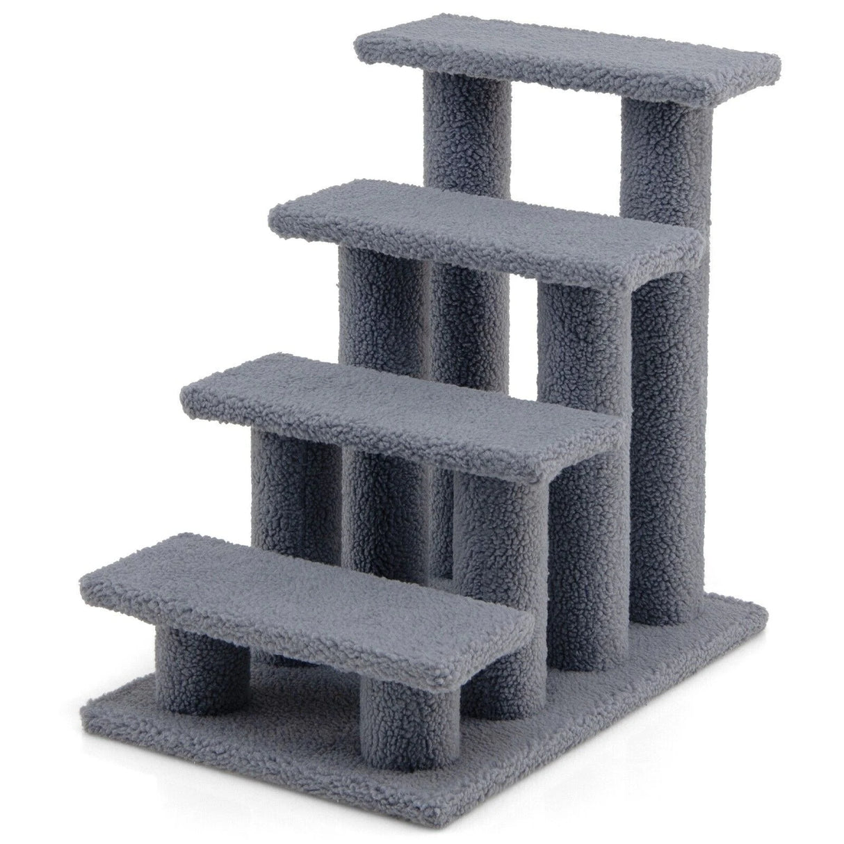 4-Step Pet Stairs with Portable Design for Cats and Dogs-Grey
