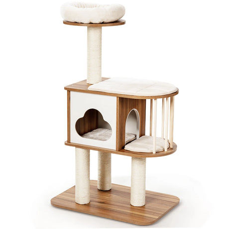 Modern Cat Tower with Platform Scratching Posts for Kittens and Cats