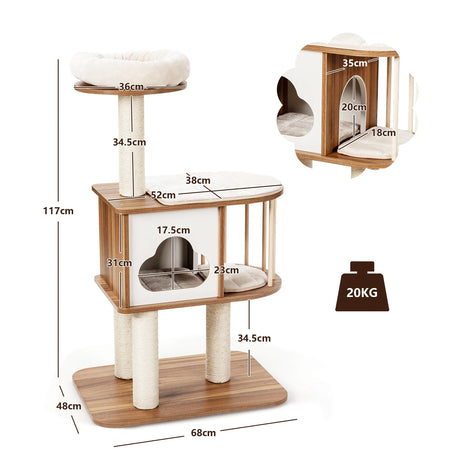 Modern Cat Tower with Platform Scratching Posts for Kittens and Cats