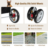 4-Wheel Folding Pet Stroller with Mesh Windows &amp; Storage Basket-Beige