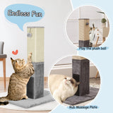 79cm Tall Cat Scratching Post with Balls Massage Brush and Carpet Base-Grey