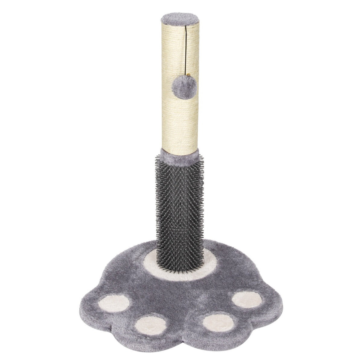 2-in-1 Cat Scratching Post with Message Brush and Dangling Ball
