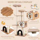 Multi-Level Tall Modern Cat Tree with 2 Top Plush Perches