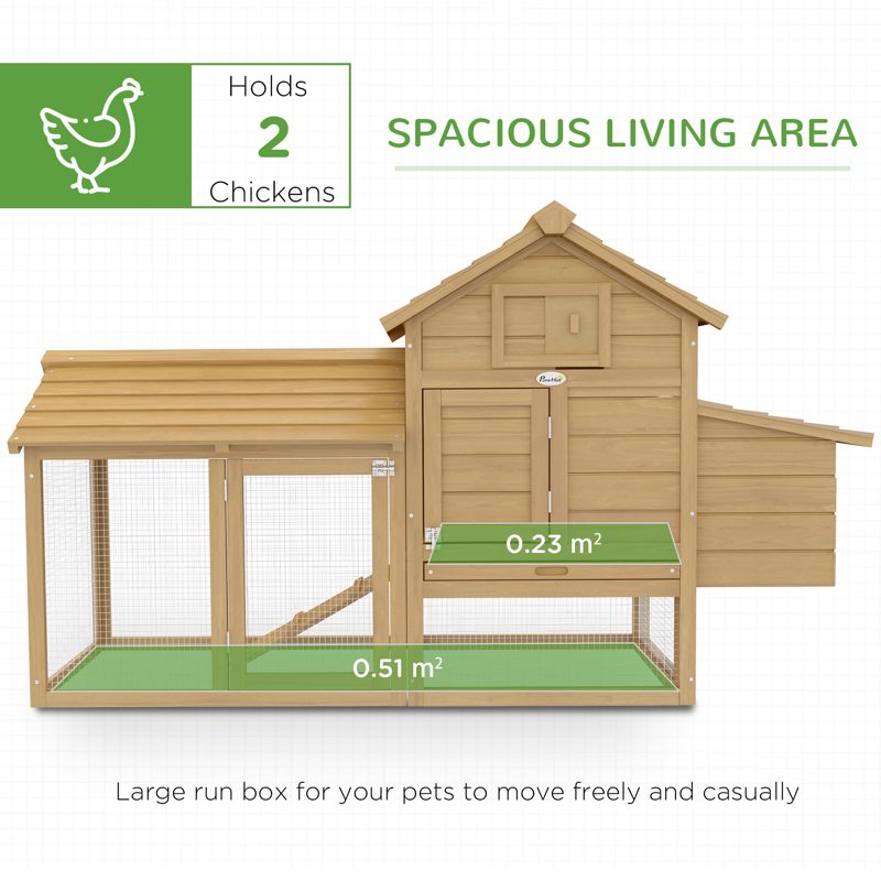 PawHut Small Chicken Coop with Run Hen House Poultry Coops Cages Nesting Box Wood 150.5 x 54 x 87cm