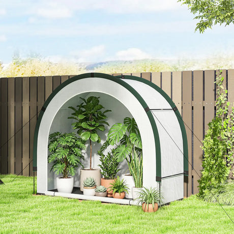 Outsunny Foldable Small Greenhouse, Portable Green House Mini Greenhouse with Zipper Door, PE Base, 200 x 80 x 164 cm, Green