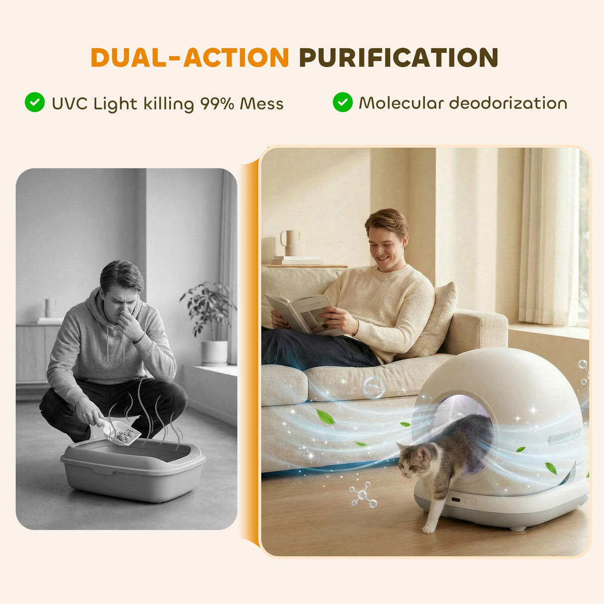 PawHut 72L Self Cleaning Cat Litter Tray Automatic Cat Litter Box APP Control for Multiple Cats