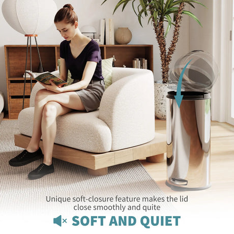 HOMCOM Foot Pedal Bin Stainless Steel Metal Waste Rubbish Lid Kitchen Garbage 30L Silver