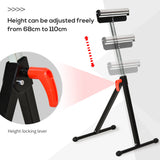 HOMCOM Set of 2 Folding Roller Stand, Material Support Pedestal with Ball Bearing Roller Height Adjustable Portable, Metal Construction, Black