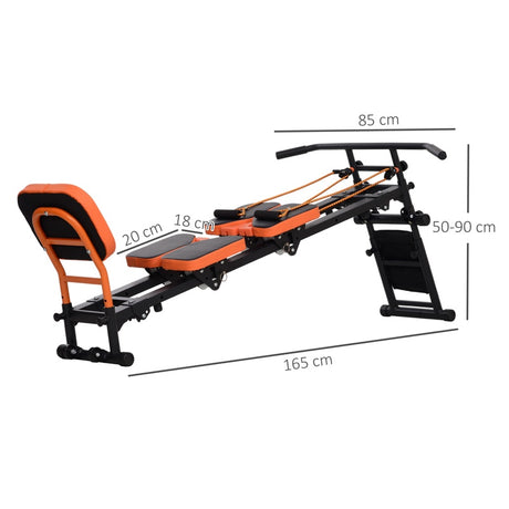 SPORTNOW Flat or Incline Home Gym Equipment, Reformer Pilates Machine, Abs Machine, Power, with Adjustable Push Up Bar