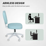 Vinsetto Vanity Office Chair, PU Leather Computer Chair for Home, with Adjustable Height, Armless, Swivel Wheels, Blue