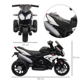 HOMCOM Kids Electric Motorcycle Ride-On Toy, with Three Wheels, Music, Horn, Lights