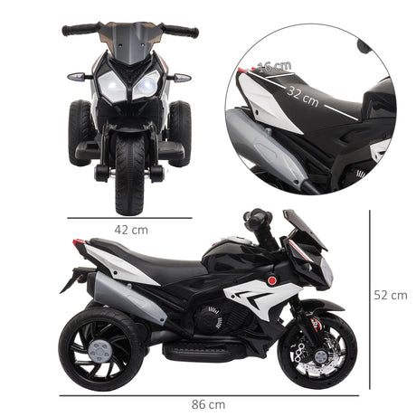 HOMCOM Kids Electric Motorcycle Ride-On Toy, with Three Wheels, Music, Horn, Lights