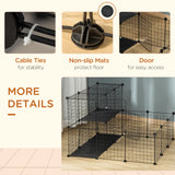 PawHut Pet Playpen w/ Door Customisable Fence for Guinea Pigs Chinchillas Hedgehogs - Black