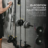 SPORTNOW Wall Mount Cable Machine, 15 Positions Adjustable Cable Crossover Machine Dual Pulley System for Home Gym