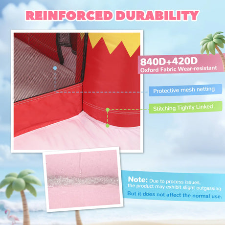 AIYAPLAY Inflatable Bounce House for Kids with Slide, Ball Pit, Basketball Hoop and Blower for Indoor Outdoor Garden, Pink