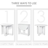 HOMCOM Space-saving Drop Leaf Table, Folding Dining Table for Small Space, Kitchen, Dining Room, White