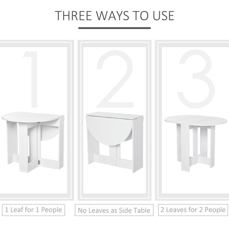 HOMCOM Space-saving Drop Leaf Table, Folding Dining Table for Small Space, Kitchen, Dining Room, White