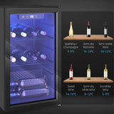 HOMCOM 24 Bottle Wine Cooler, 68 Litre Capacity, 4-16C Freestanding Drinks Beer Wine Fridge with Glass Door, Black