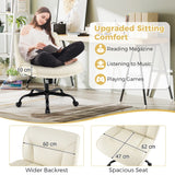 PU Leather Armless Desk Chair with Wide Backrest and Seat-Beige