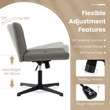 PU Leather Upholstered Armless Cross Legged Office Desk Chair No Wheels-Grey
