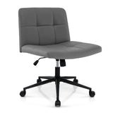 PU Leather Upholstered Cross-legged Office Chair with Wheels-Grey