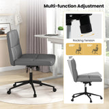 PU Leather Upholstered Cross-legged Office Chair with Wheels-Grey