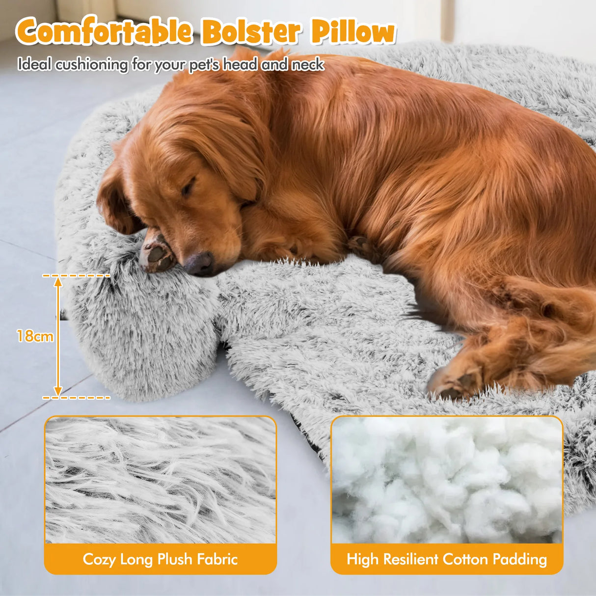 Fluffy Dog Mat Couch Cover Protector with Detachable Washable Cover and Anti-slip Bottom-White-L