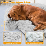 Fluffy Dog Mat Couch Cover Protector with Detachable Washable Cover and Anti-slip Bottom-White-L