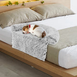 Fluffy Dog Mat Couch Cover Protector with Detachable Washable Cover and Anti-slip Bottom-White-S