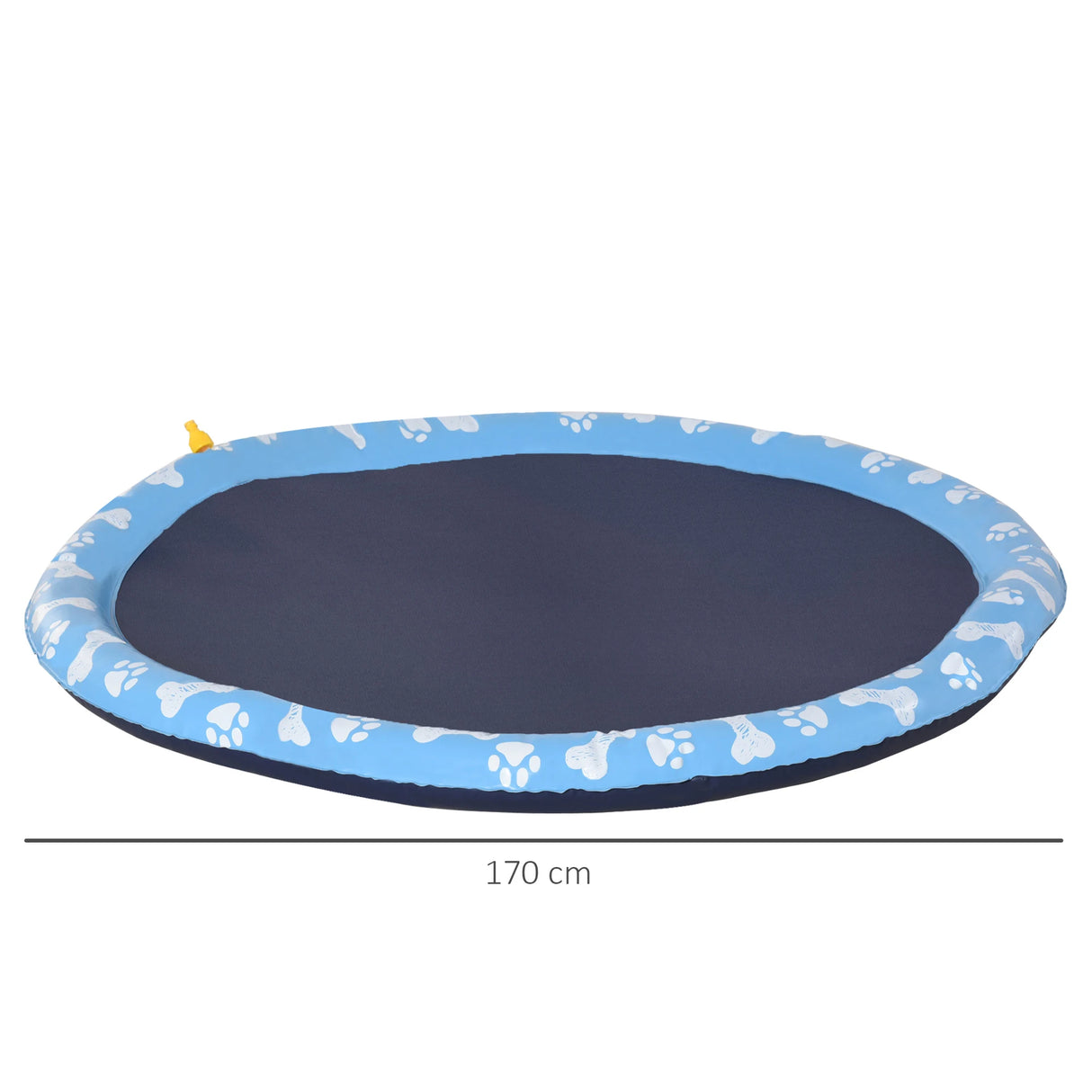 PawHut Dog Splash Pad, Pet Sprinkler Mat, Non-Slip Dog Paddling Pool, Foldable Outdoor Sprinkler and Splash Mat Water Play for Garden, Patio, Summer Fun, 170 cm